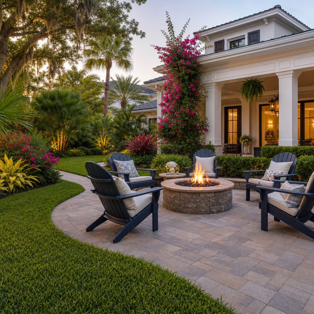 Outdoor fire feature on a Plant City rural-suburban lot