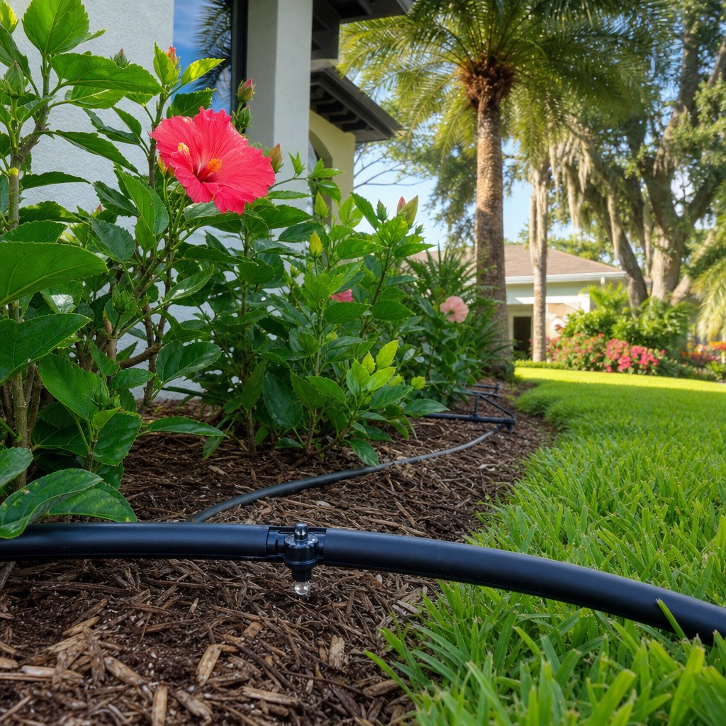 Drip irrigation install on a salt-exposed St. Petersburg bed