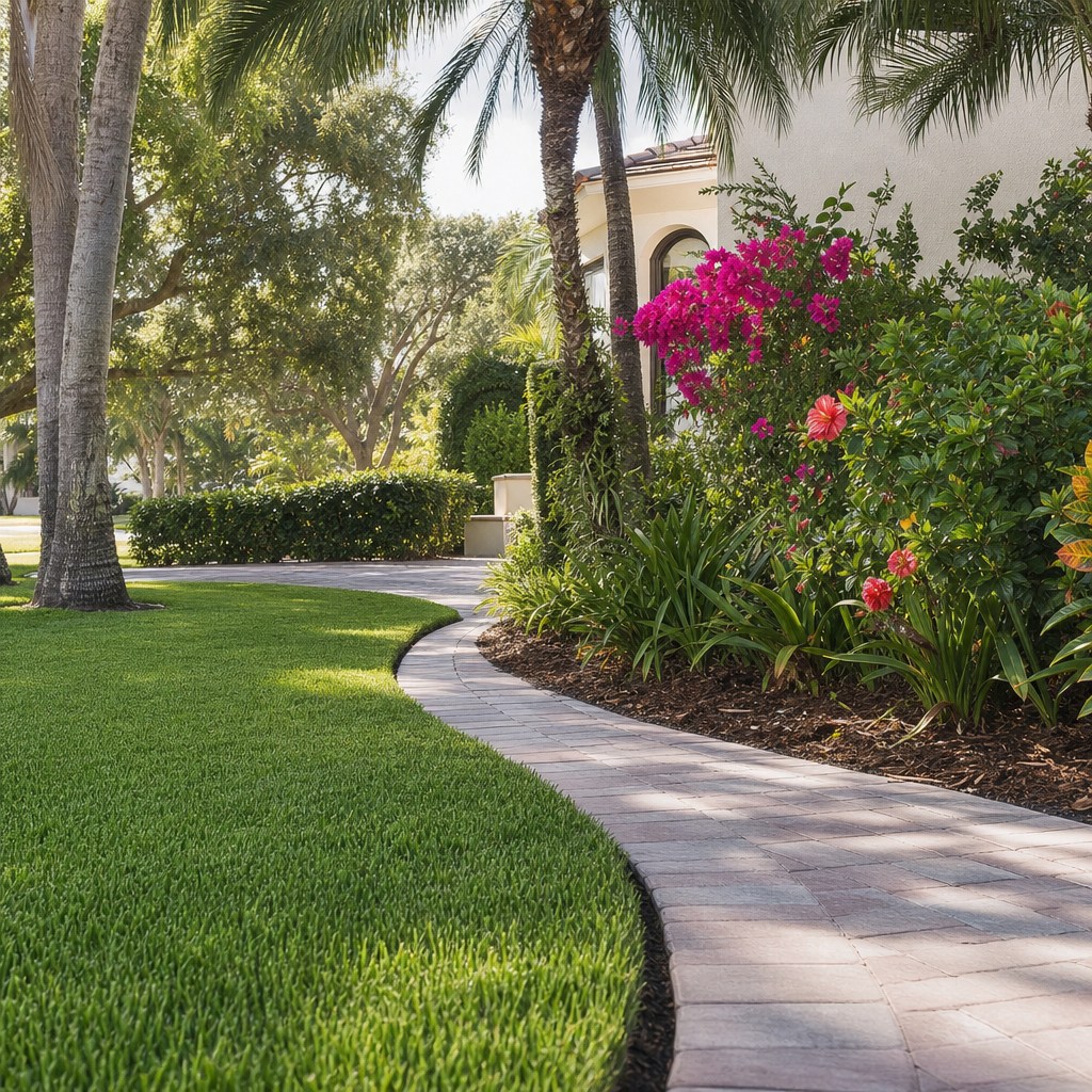 Clean turf edging on an established Dunedin yard